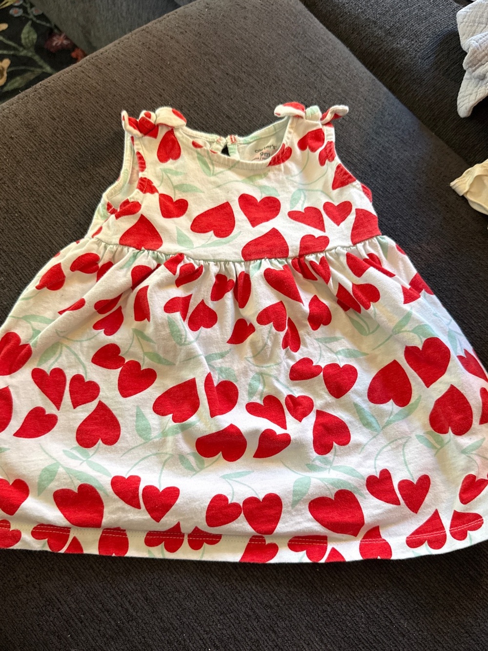 Carter's White Baby Dress with Red Heart Print